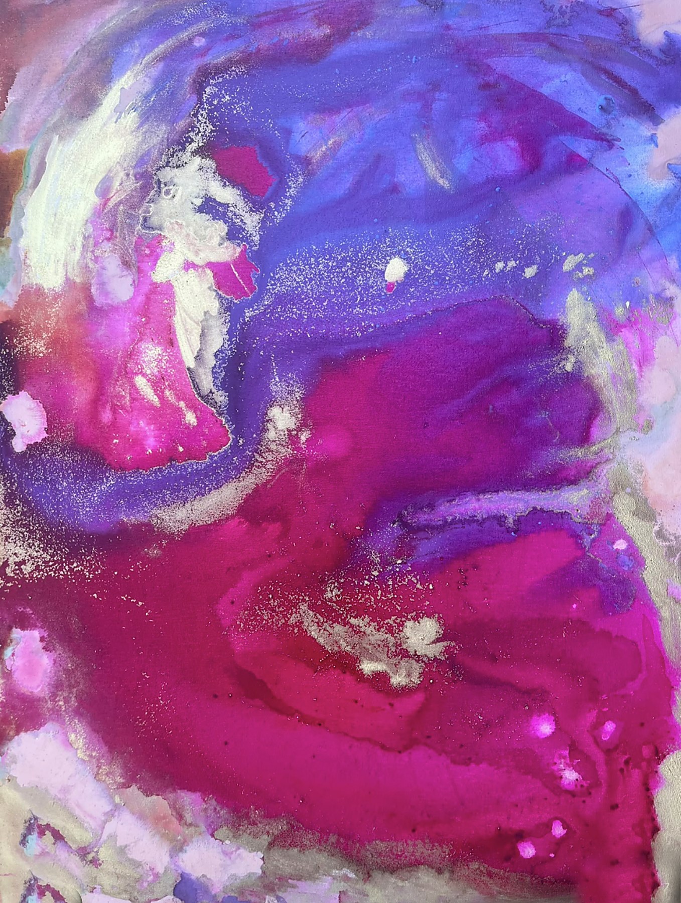 Abstract schilderij in magenta en fuchsia