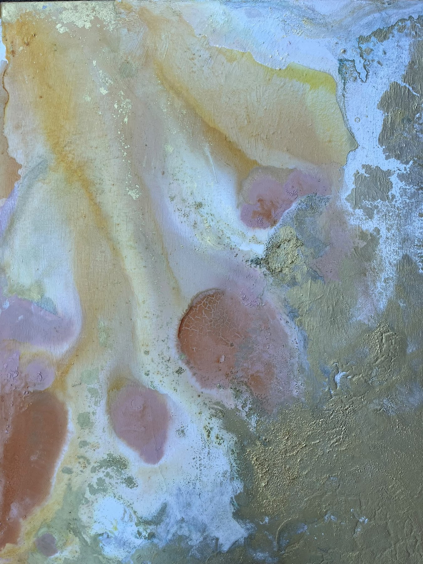 Abstract schilderij in crème en goud